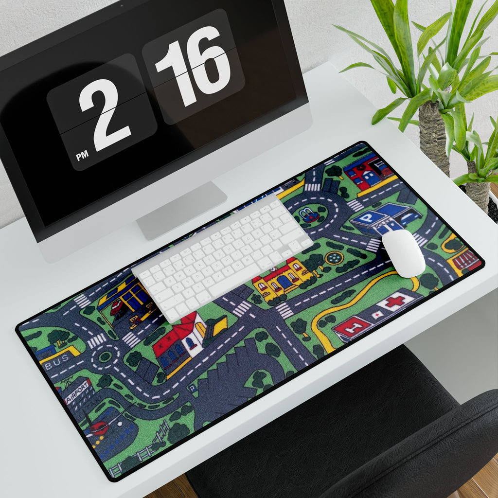 Playroad Desk Mat — Kids’ City Road Map Mouse Pad for Playrooms & Desks